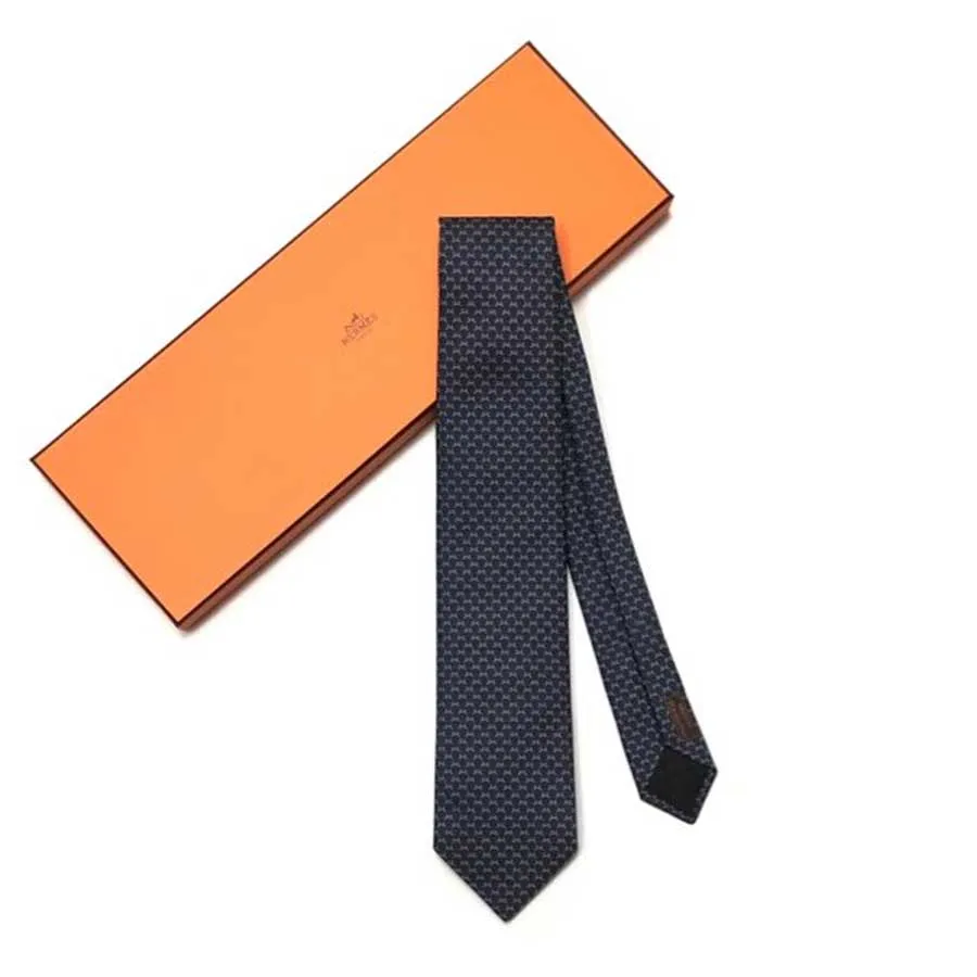 Thời trang Hermès Cà vạt - Cà Vạt Hermès Cravate Anthracite Gris Hilario Màu Xám Đen - Vua Hàng Hiệu