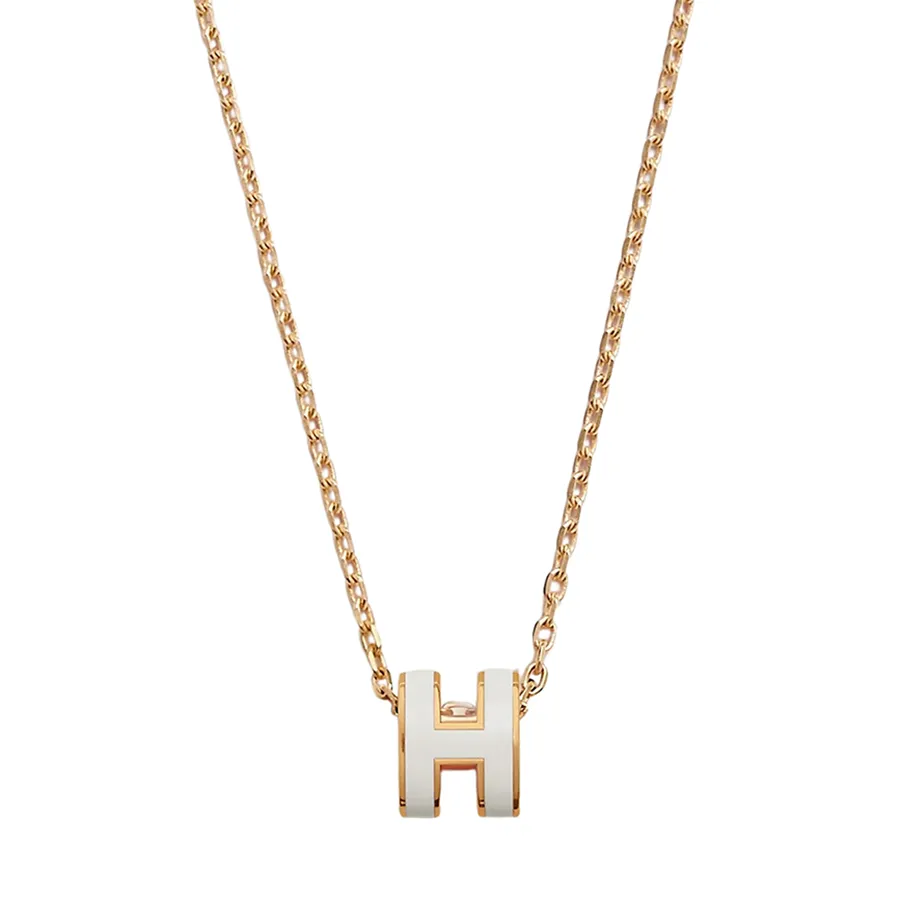 Trang sức Hermès - Dây Chuyền Nữ Hermès Mini Pop H Pendant Màu Vàng Mặt Trắng - Vua Hàng Hiệu