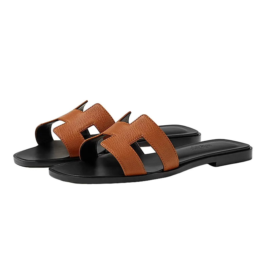 Dép Hermès - Dép Nữ Hermès Oran Sandal Naturel Màu Nâu Đen Size 35 - Vua Hàng Hiệu