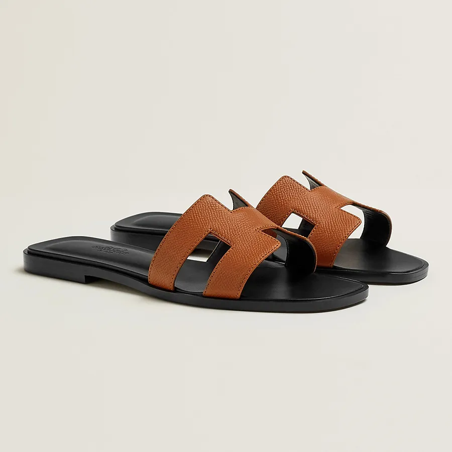 Dép Nữ Hermès Oran Sandal Naturel Màu Nâu Đen Size 36 Vua Hàng Hiệu