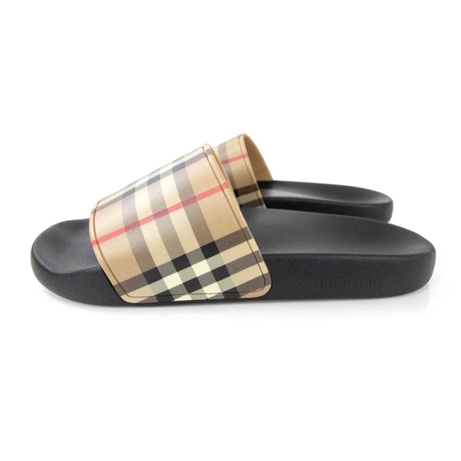 Dép Quai Ngang Burberry Vintage Check Slides Kẻ Phối Màu Size 37