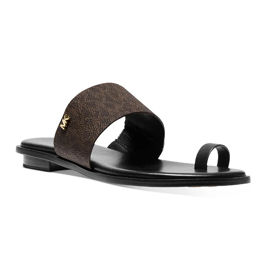 Dép Sandal Nữ Michael Kors MK August Women's Coated Canvas Slip-On Flat  Toe-Ring Sandal Màu Nâu | Vua Hàng Hiệu