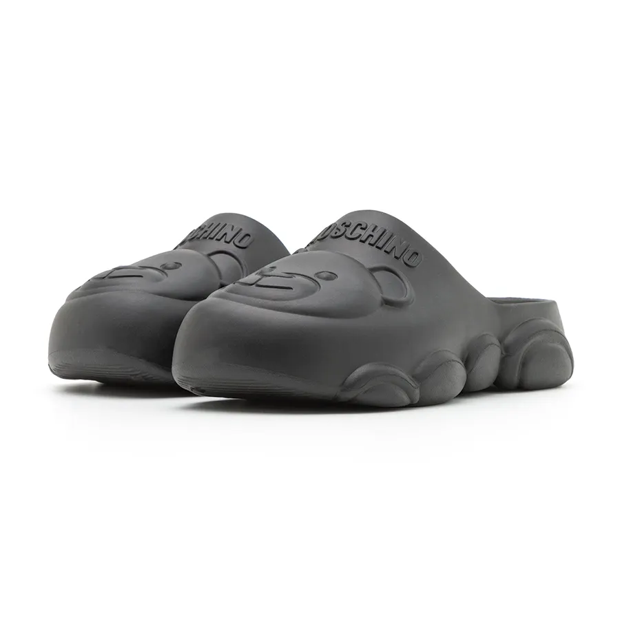 Dép Sục Moschino Black Teddy Bear Logo Clogs Màu Đen Size 35