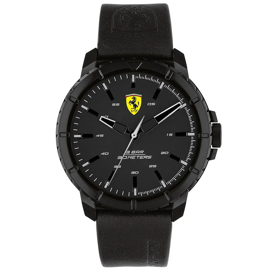 Ferrari - Đồng Hồ Nam Ferrari Scuderia Men's Forza Evo Quartz Black Leather Strap Watch NIB 0830901 Màu Đen - Vua Hàng Hiệu