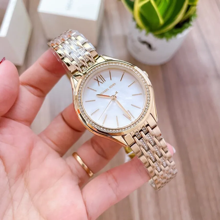Michael Kors Womens Mindy ThreeHand TwoTone Stainless Steel Watch  MK7077  Shopee Thailand