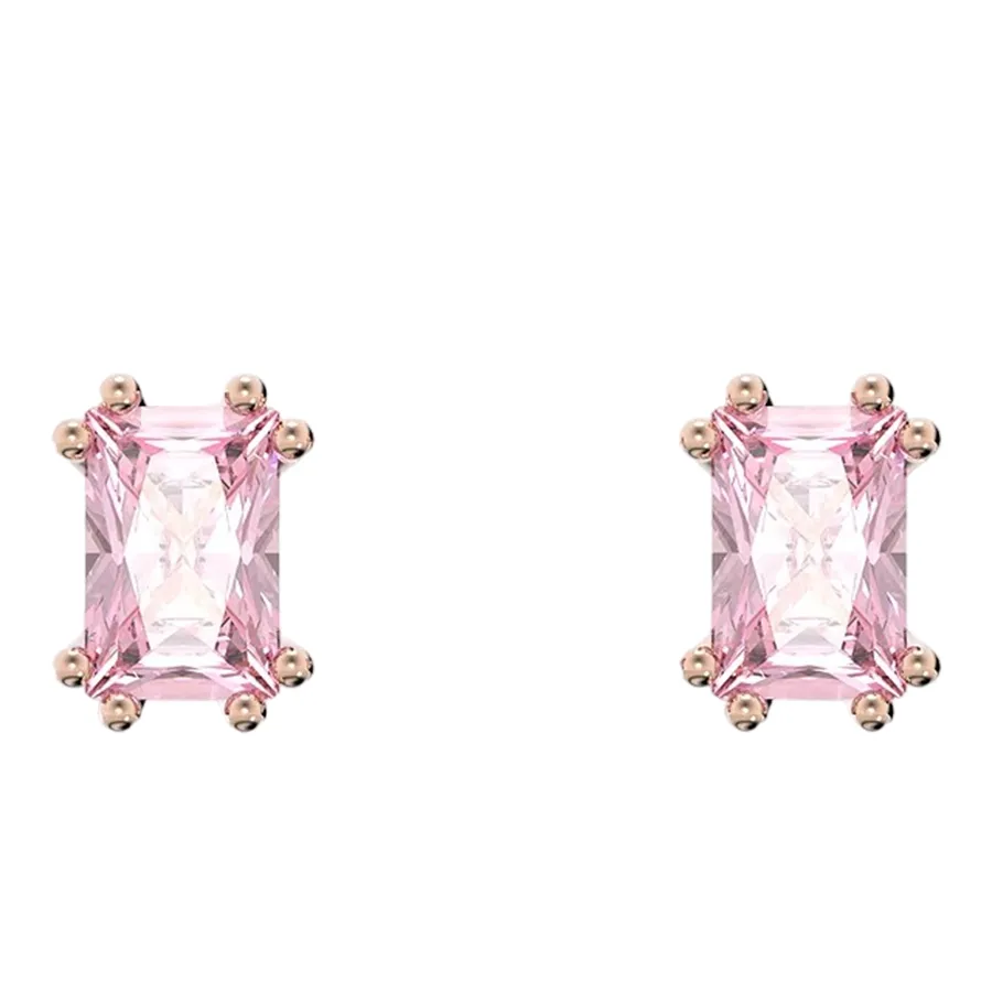 Trang sức Hồng - Khuyên Tai Nữ Swarovski Stilla Crystal Rectangle Stud Earrings, Pink/Rose Gold Màu Hồng - Vua Hàng Hiệu