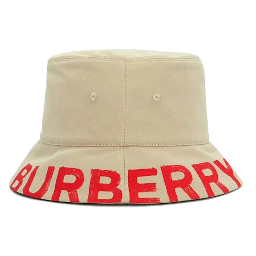 Mũ nón Burberry - Mũ Burberry Logo-Print Reversible Bucket Hathoney/Red Màu Be Đỏ (Đội 2 Mặt) Size S - Vua Hàng Hiệu