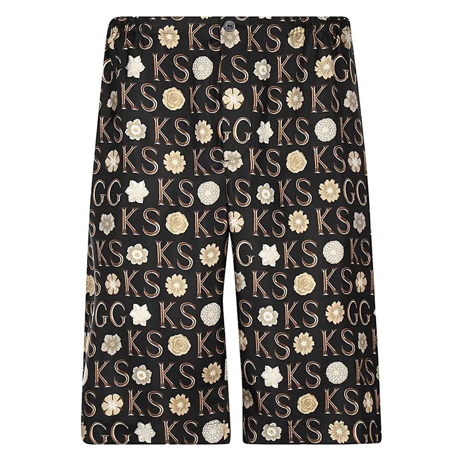 Thời trang 100% silk twill - Quần Short Nam Gucci Ken Scott - Printed Silk Shorts Màu Đen Size 46 - Vua Hàng Hiệu