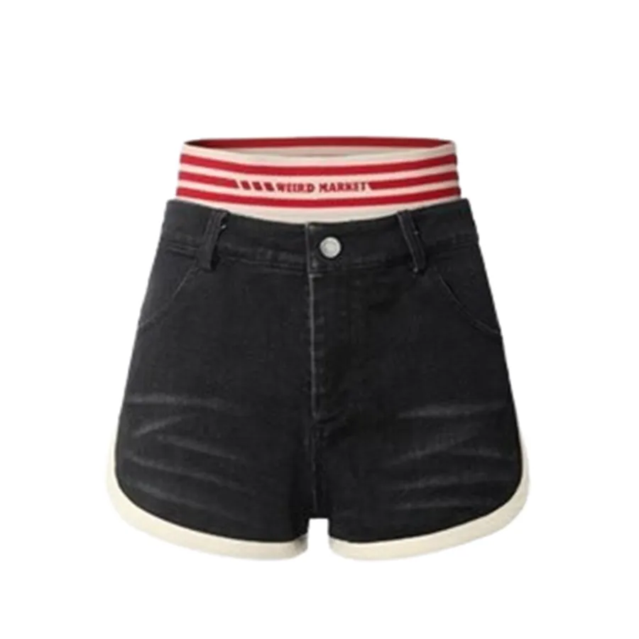 Quần Short Nữ Weird Market Stripe Sport Shorts Raven Màu Đen Size M