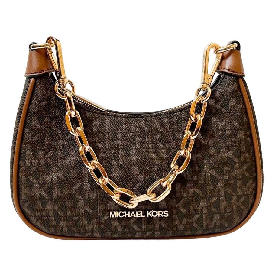 Michael Kors Mercer Extra Small Crossbody XS Shopper Bag Vanilla Brown Black