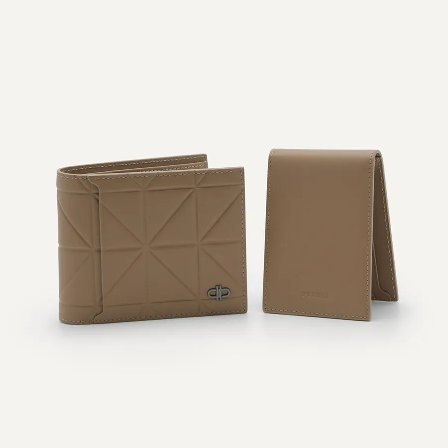 Ví Nam Pedro Icon Leather Bi-Fold Wallet in Pixel – Taupe
