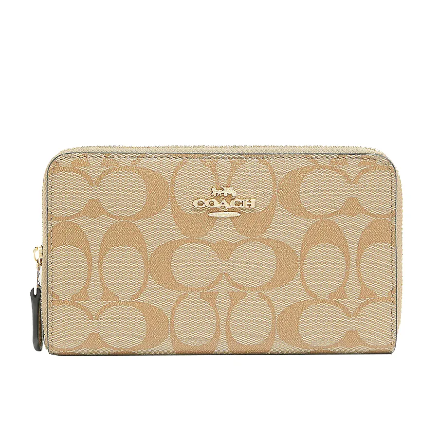 Ví Nữ Coach Medium Id Zip Wallet In Signature Canvas 88913 Màu Khaki ...
