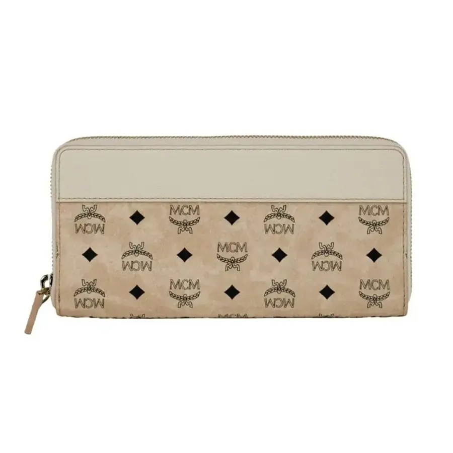 Ví Nữ MCM Leather Wallet Màu Be