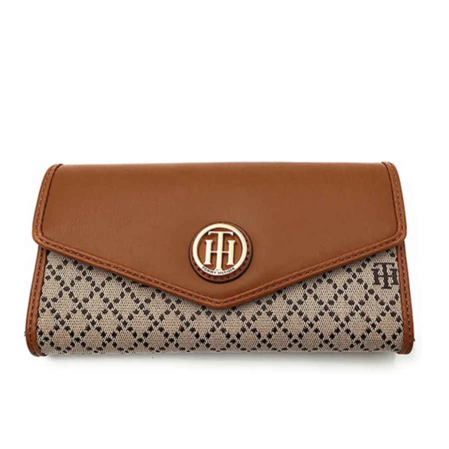 Túi xách Tommy Hilfiger Nâu - Ví Nữ Tommy Hilfiger TH Logo Signature Wallet - Brown Màu Nâu - Vua Hàng Hiệu