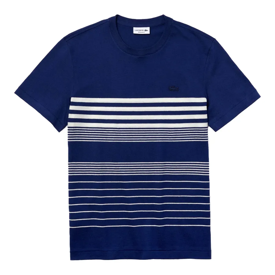 Áo Phông Nam Lacoste Men's Regular Fit TH5076 RU0 T-Shirt Màu Xanh Sọc Trắng Size 2