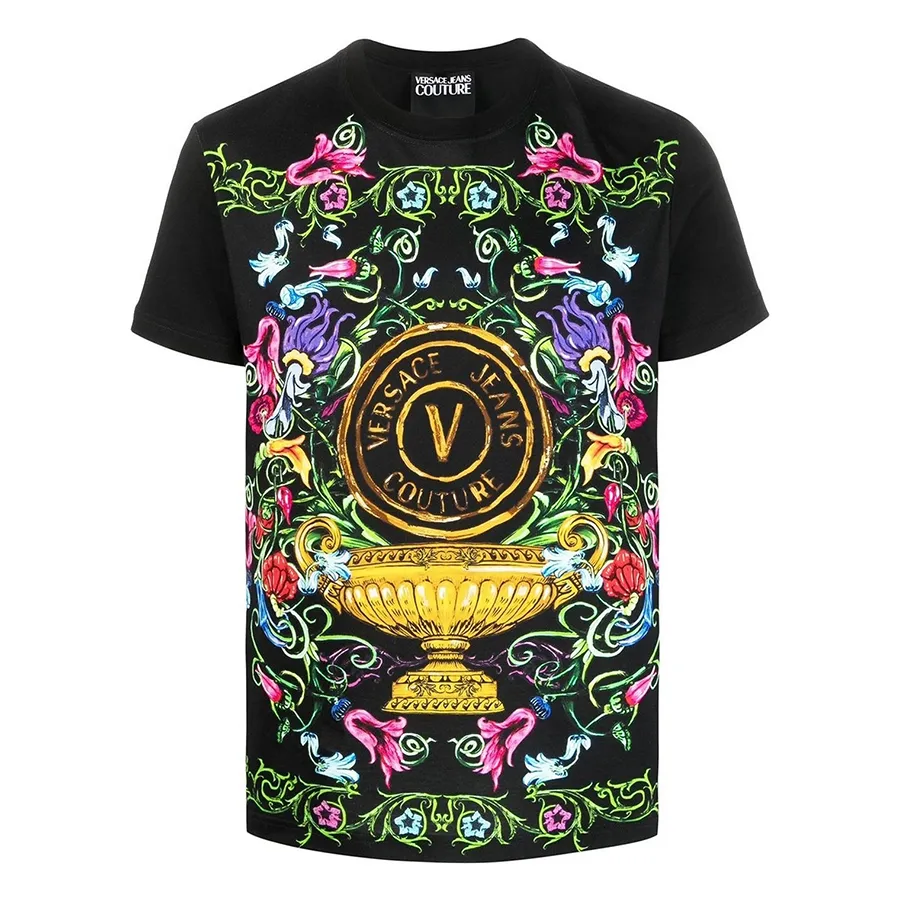 Versace Áo phông - Áo Phông Nam Versace Jeans Couture T-Shirt 74GAH6SGJS174G89 Màu Đen Họa Tiết Size S - Vua Hàng Hiệu