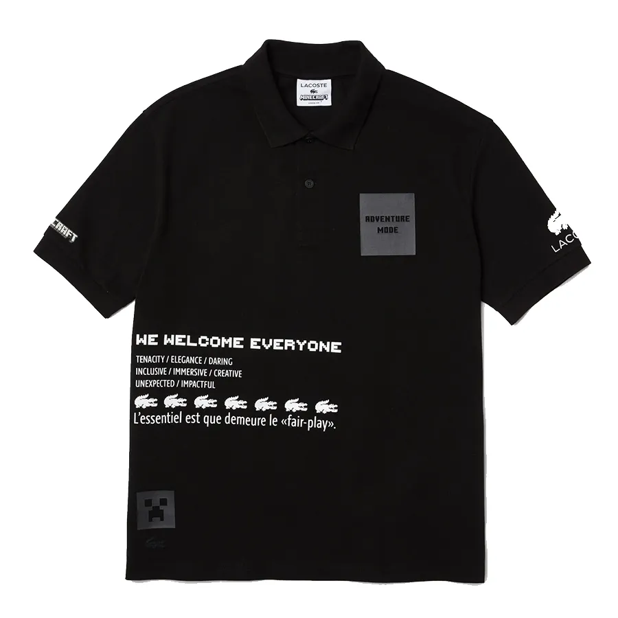 Áo Polo Nam Lacoste L!ve X Minecraft Loose Fit Organic Cotton Polo Shirt PH3816-00 Màu Đen Size M