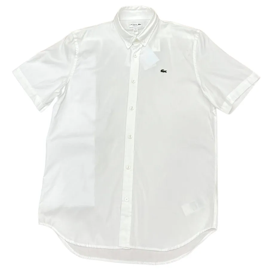Áo Sơ Mi Cộc Tay Nam Lacoste Men's Shirt Màu Trắng Size 40