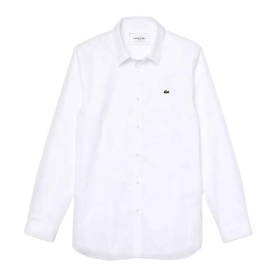 Áo Sơ Mi Nam Lacoste Men's Slim Fit Stretch Cotton Poplin Shirt CH2668 001 Màu Trắng Size 38