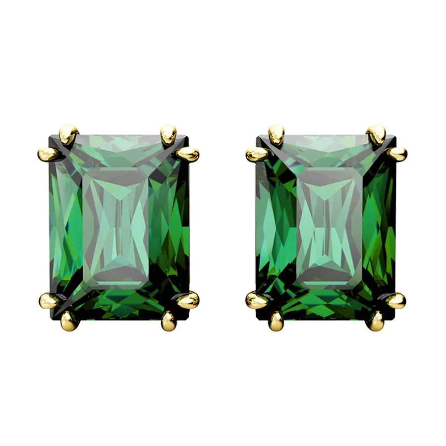 Khuyên Tai Nữ Swarovski Matrix Stud Earrings Rectangular Cut, Green ...