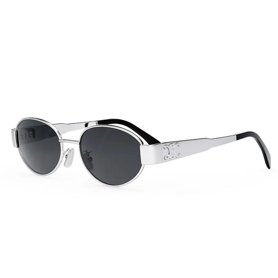 Kính Mát Celine Triomphe Oval Sunglasses CL40235U 5416A Màu Xám Bạc