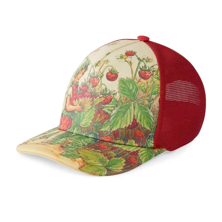 Mũ nón Trẻ em - Mũ Trẻ Em Gucci Kids X Angela Lynne Strawberry Baseball Cap Phối Màu Size M - Vua Hàng Hiệu
