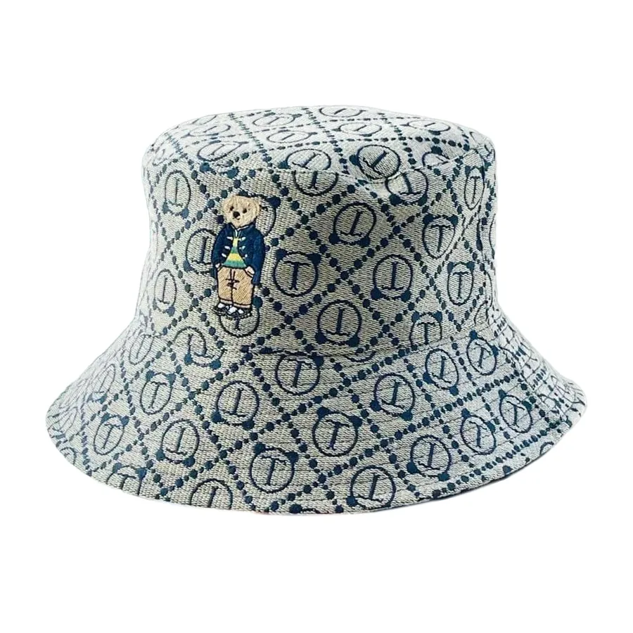 Mũ nón Vải dệt - Mũ TTWN BEAR MZ057 Màu Ghi Viền Xanh - Vua Hàng Hiệu