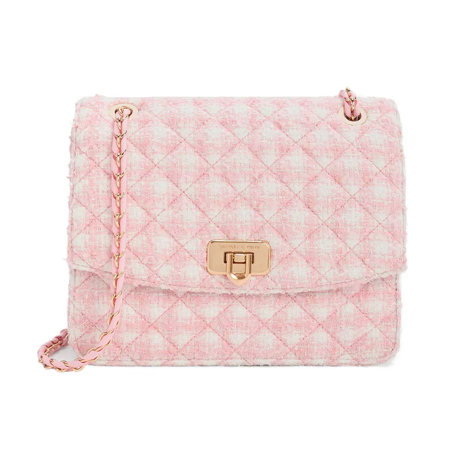 Túi Đeo Vai Nữ Charles Keith CNK Cressida Tweed Chain Strap Bag