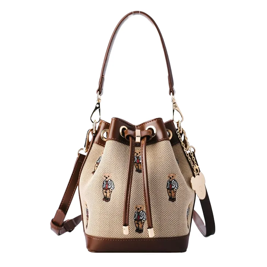 Túi Xách Tay Nữ TTWN BEAR TN1713 Màu Be Viền Nâu