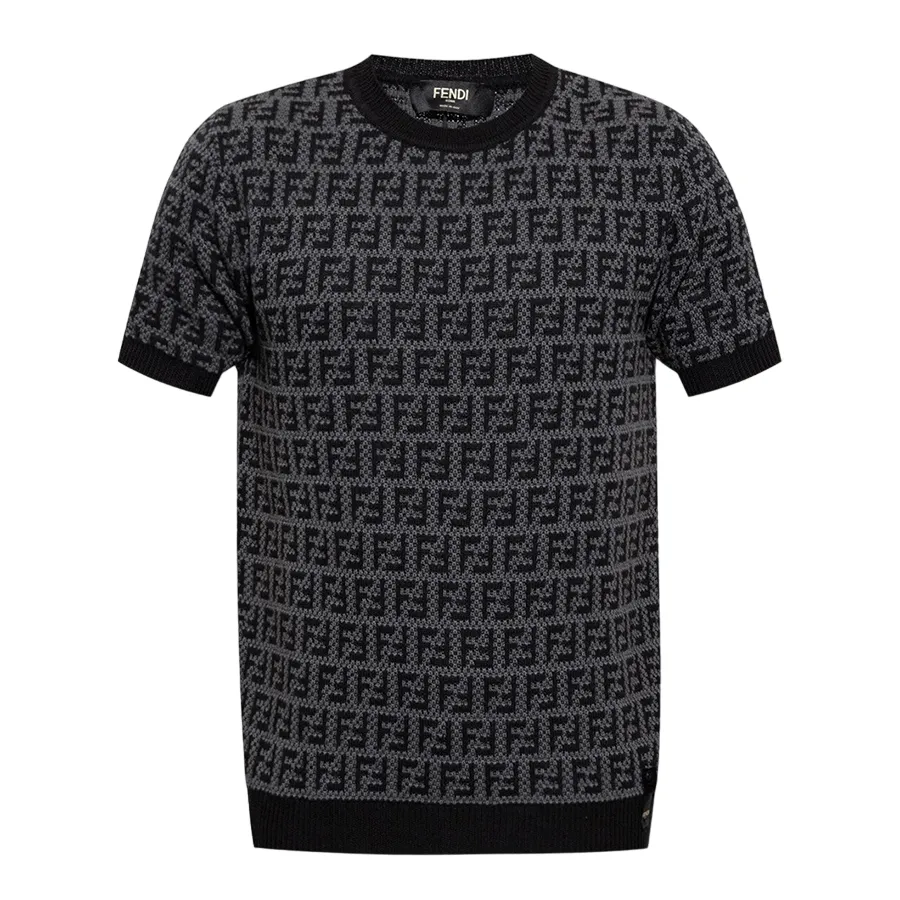 Áo Len Nam Fendi FF Monogram Grey Monogrammed Sweater FZX050 AKFS F1HXU Màu Đen Xám Size 46