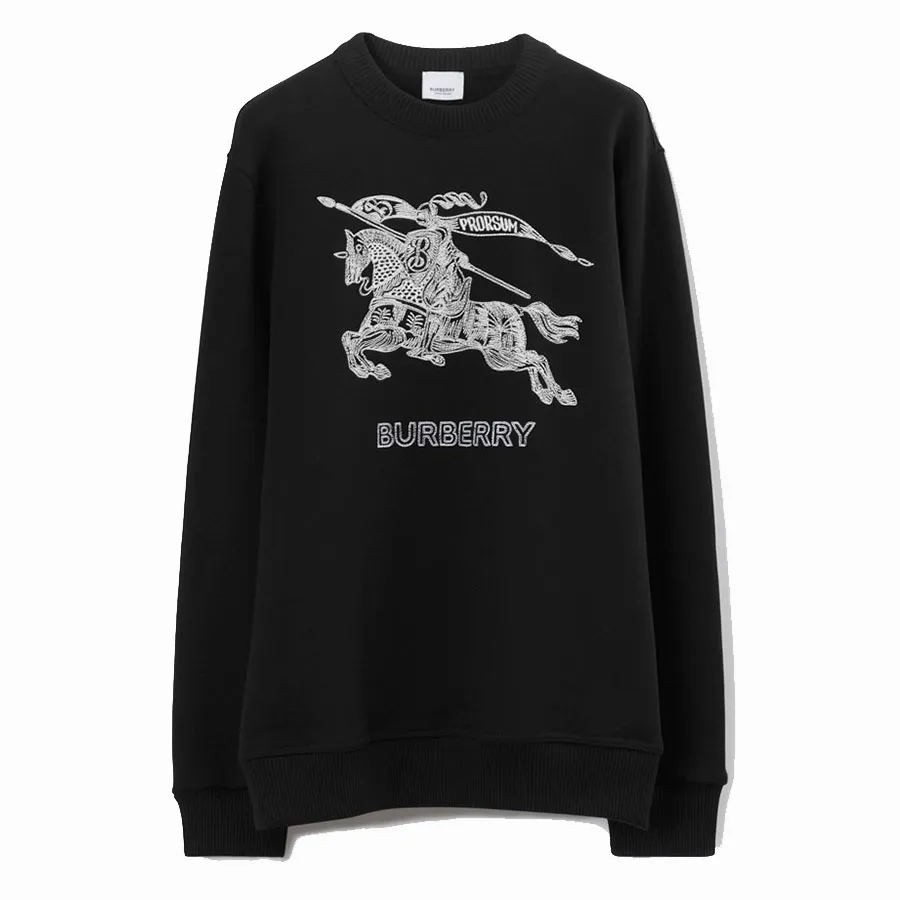 Thời trang 96% cotton / 4% elastane - Áo Nỉ Nam Burberry Embroidered EKD Cotton Sweatshirt 80727771 Màu Đen Size XS - Vua Hàng Hiệu