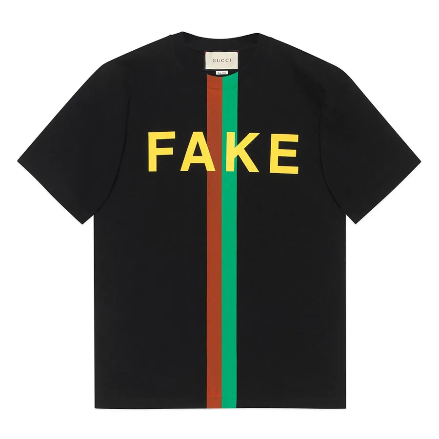 Thời trang Gucci Áo phông - Áo Phông Nam Gucci Fake Not Printed Tshirt Màu Đen Size XS - Vua Hàng Hiệu