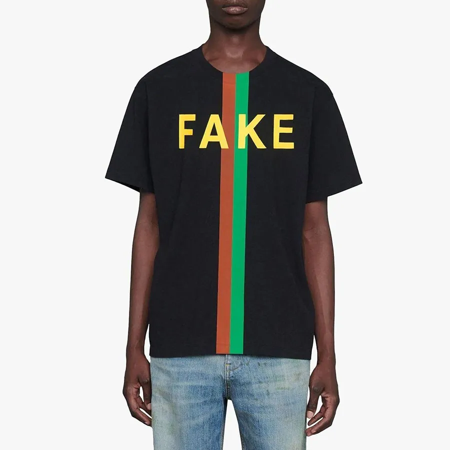Áo Phông Nam Gucci Fake Not Printed Tshirt Màu Đen Size XS | Vua