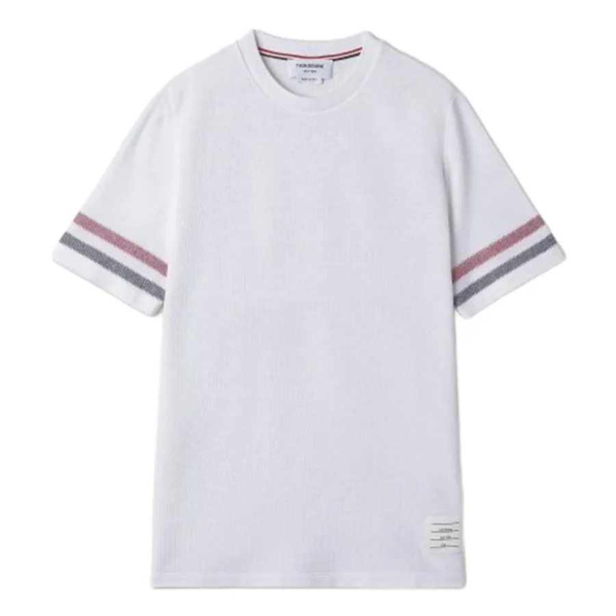 Thom Browne - Áo Phông Nam Thom Browne Textured Cotton Stripe T-Shirt MJS204AJ0046100 Màu Trắng Size 3 - Vua Hàng Hiệu