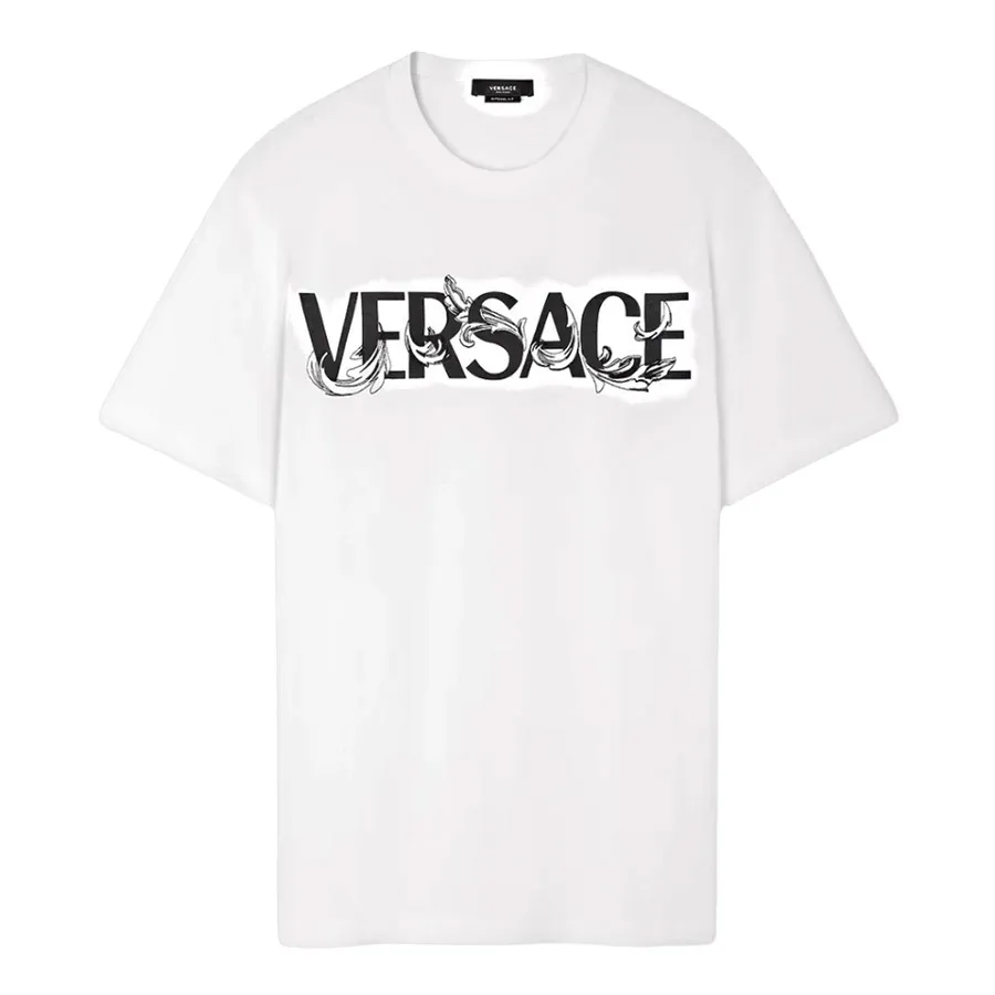 Versace Áo phông - Áo Phông Nam Versace White Barocco Logo Printed Tshirt 1006974 1A04949 Màu Trắng - Vua Hàng Hiệu