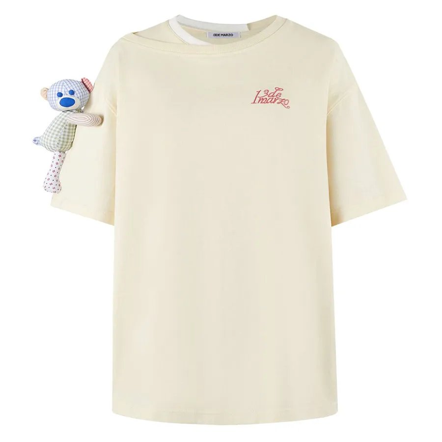 Thời trang Trắng kem - Áo Phông Nữ 13 De Marzo Malposition Collar In Cream Tshirt FR0389 02101 Màu Trắng Kem - Vua Hàng Hiệu