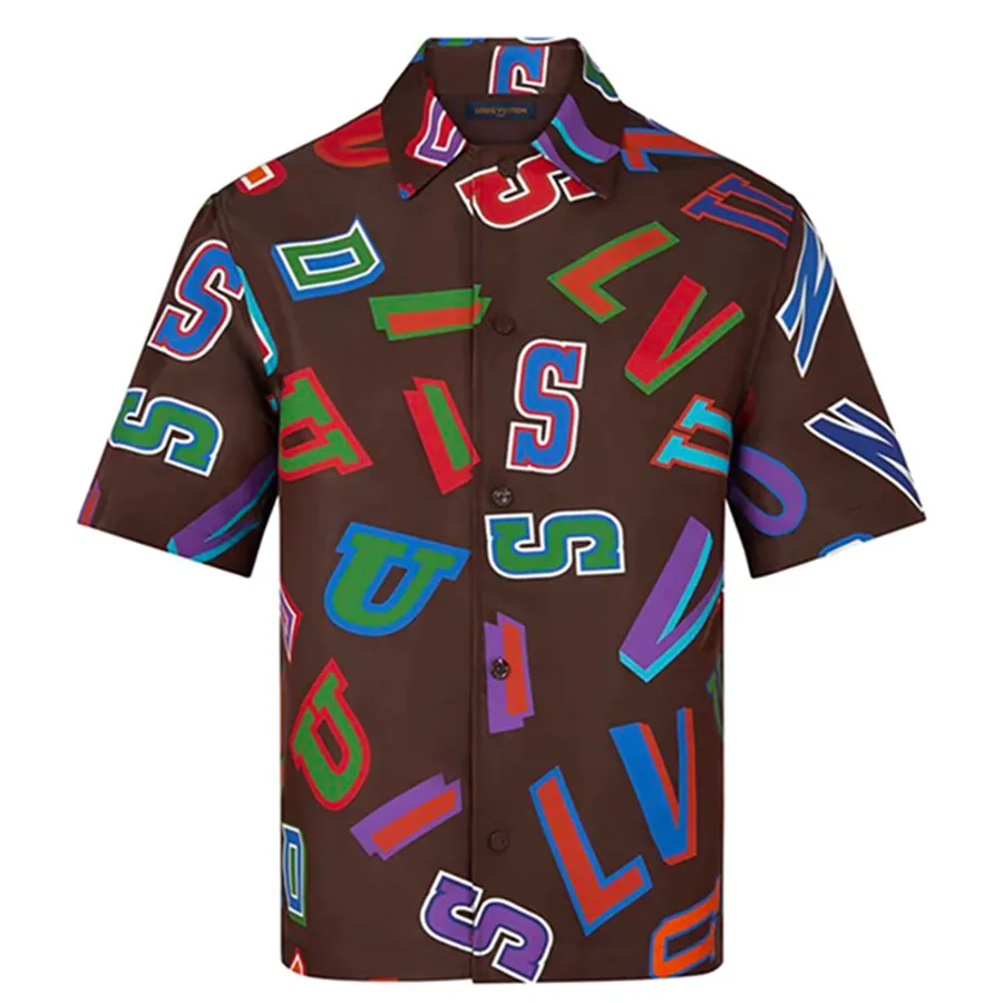 Áo Sơ Mi Nam Louis Vuitton LV X Nba Basketball Letters Overshirt Màu Nâu Họa Tiết Size S