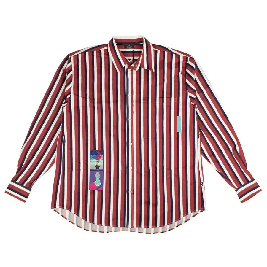 Marcelo Burlon - Áo Sơ Mi Nam Marcelo Burlon Men's Red, Blue And White Striped Button Down Màu Đỏ Kẻ Trắng - Vua Hàng Hiệu