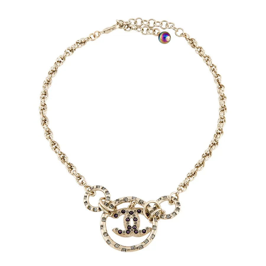 Trang sức Chanel - Dây Chuyền Nữ Chanel CC Choker Strass & Pearls Màu Vàng - Vua Hàng Hiệu