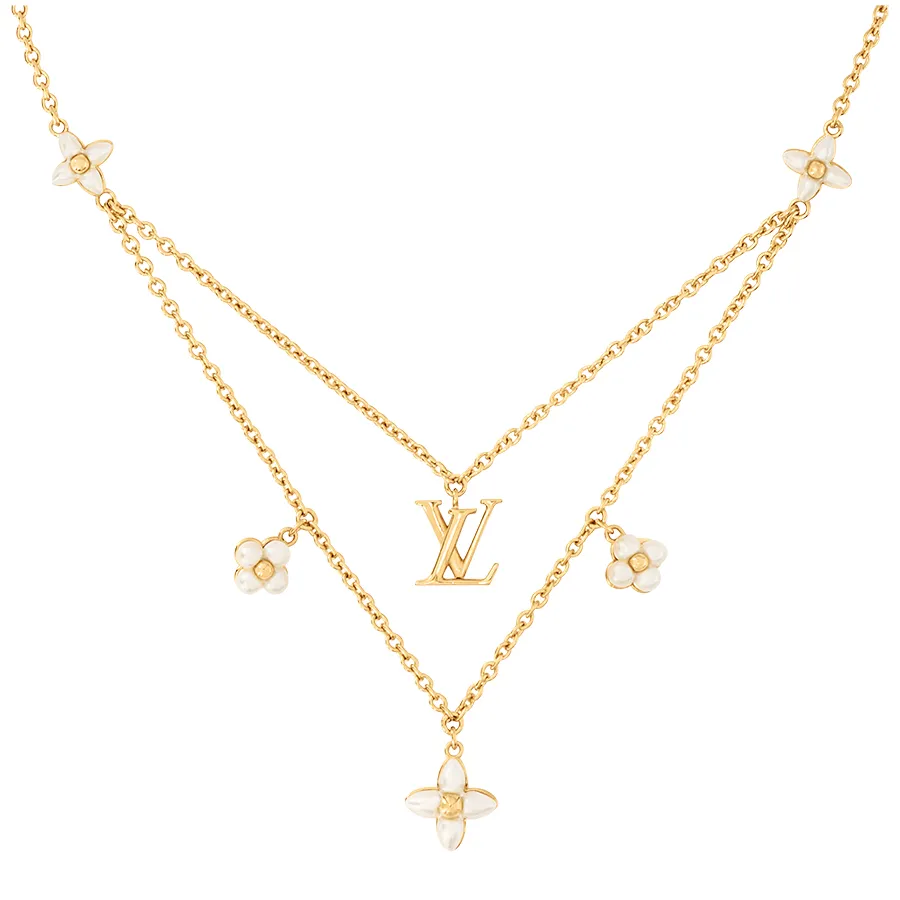 Trang sức Louis Vuitton - Dây Chuyền Nữ Louis Vuitton LV Floragram Necklace M00981 Màu Vàng Gold - Vua Hàng Hiệu