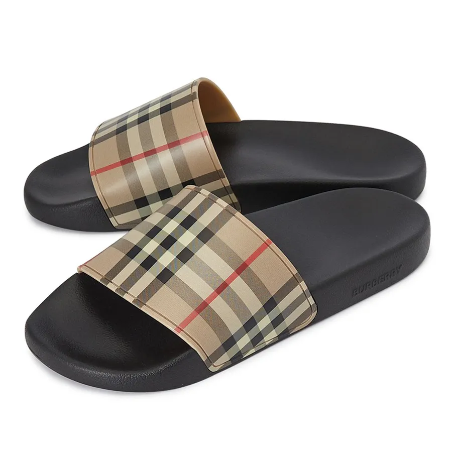 Dép Nam Burberry 8023965 Vintage Check Slides Màu Đen Be Size 41