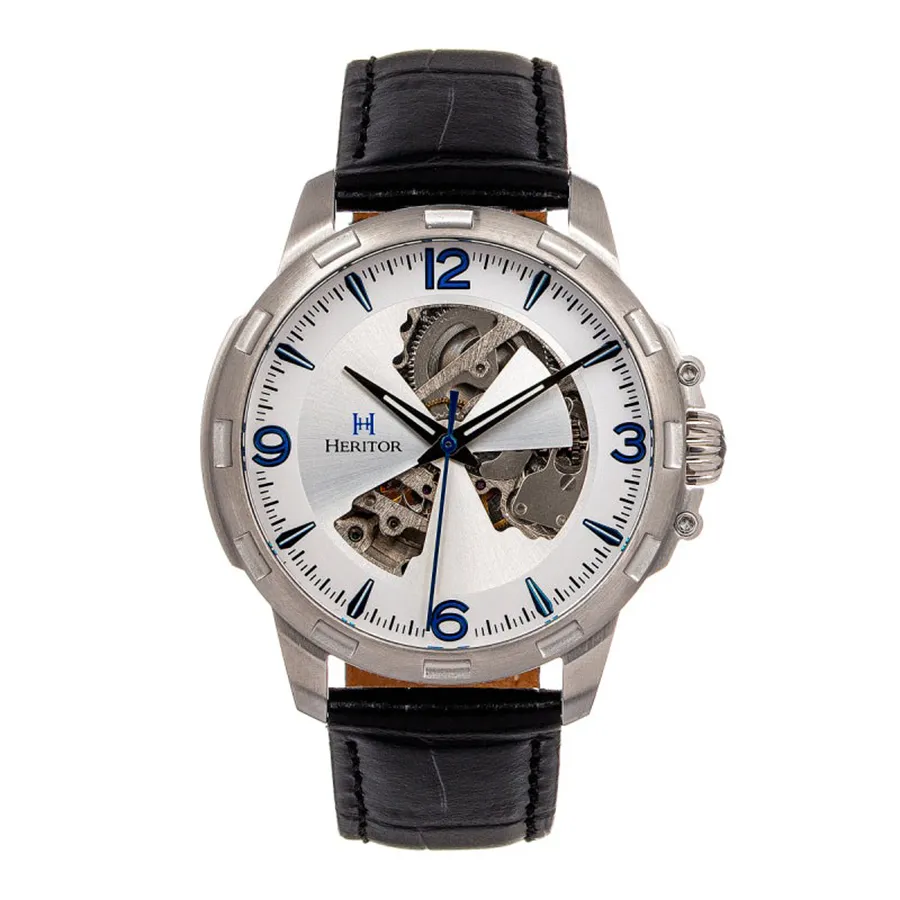 Đồng Hồ Nam Heritor Automatic Theo Semi Skeleton HERHS1701 Màu Bạc Đen
