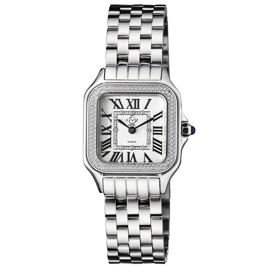 Đồng hồ Máy pin Ronda - Đồng Hồ Nữ GV2 By Gevril 12110B Women's Milan Diamond Swiss Quartz Watch Màu Bạc - Vua Hàng Hiệu