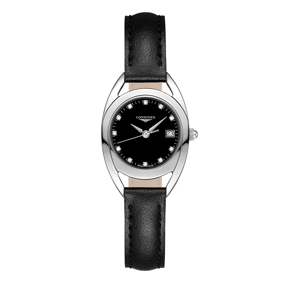 Đồng Hồ Nữ Longines Equestrian Quartz Diamond Black Dial Ladies Watch L6.136.4.57.0 Màu Đen Bạc