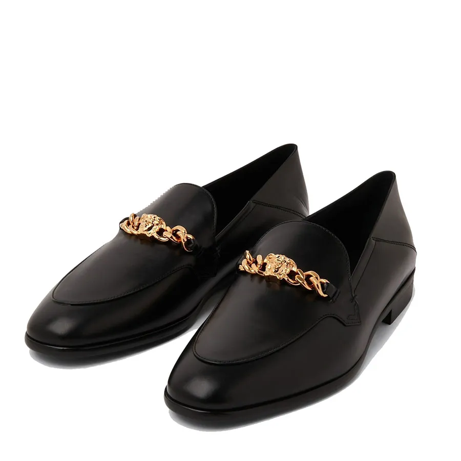 Giày Versace Đen - Giày Lười Loafer Nam Versace La Medusa Chain 1005779-1A04036-1B00V Màu Đen - Vua Hàng Hiệu