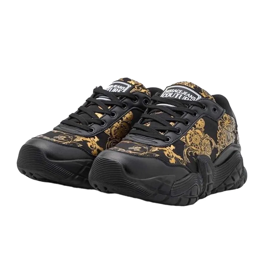 Giày Versace Sneakers - Giày Sneaker Nam Versace E71YA3SH3 Màu Đen Vàng Size 42 - Vua Hàng Hiệu