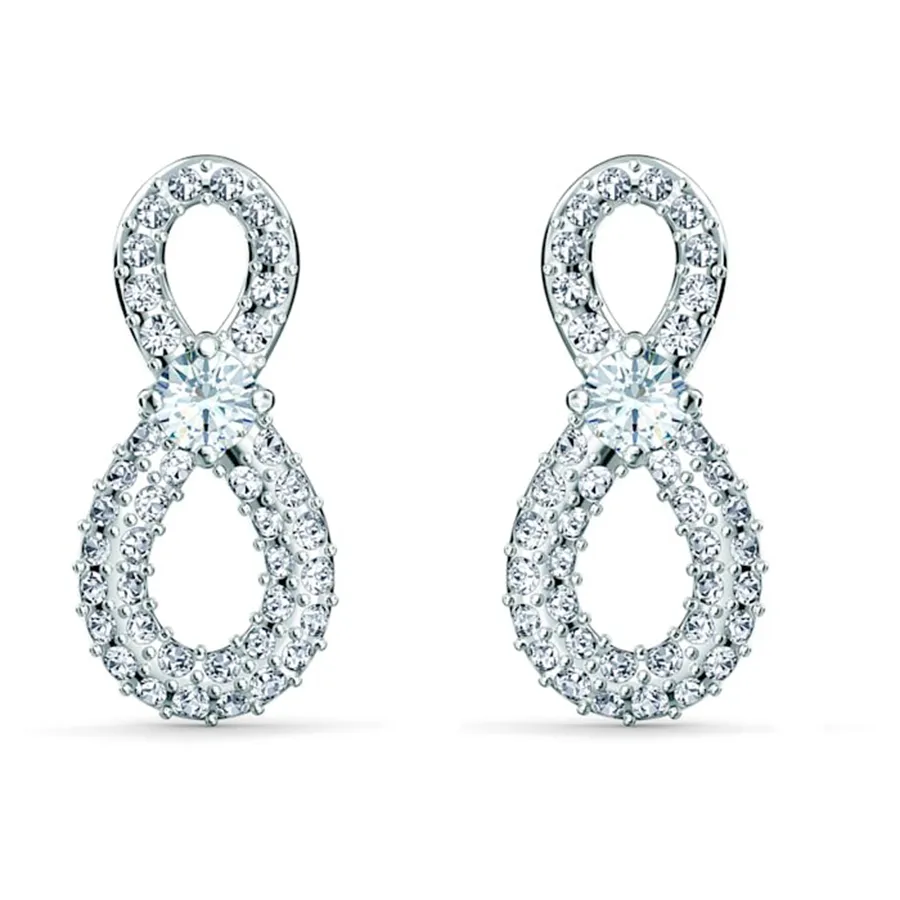 Trang sức Swarovski Khuyên tai - Khuyên Tai Nữ Swarovski Infinity Drop Earrings Infinity, White, Rhodium Plated 5518880 Màu Trắng Bạc - Vua Hàng Hiệu