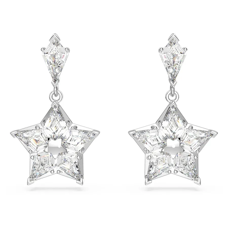 Moissanite Star Rhodium-Plated Drop Earrings main image 1