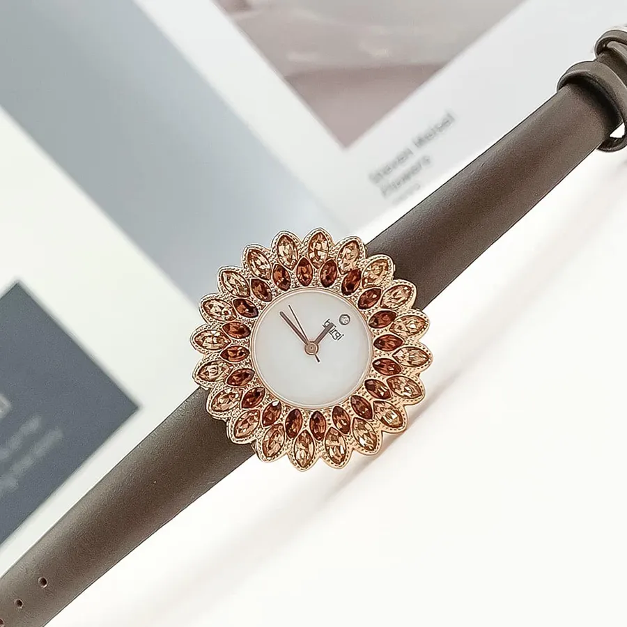 Mặt Đồng Hồ Dây Chuyền Nữ Burgi BUR273 Watch Pendant Màu Nâu