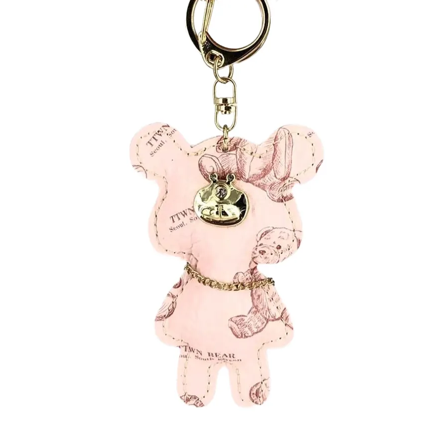 Móc Khóa Charm TTWN BEAR Da Màu Hồng